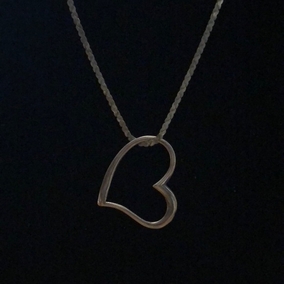 Vintage Sterling Silver Floating Heart Necklace